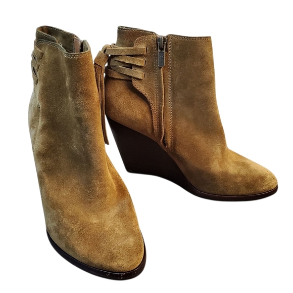 Frye Cece Tassel Lace Wedge Brown Bootie - Size 8.5 - Picture 1 of 11